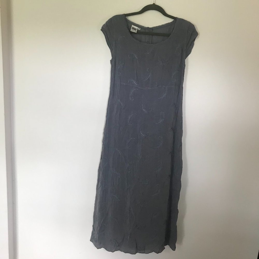 Vintage Johnny Was Collection Embroidered Cornflower Reversible Maxi Dress